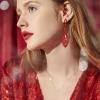 imageBriLove Womens Crystal Gorgeous Twisted Dual Chandelier Teardrop Fashion Pierced Dangle EarringsRuby Color RedTone