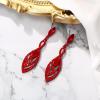 imageBriLove Womens Crystal Gorgeous Twisted Dual Chandelier Teardrop Fashion Pierced Dangle EarringsRuby Color RedTone