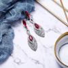 imageBriLove Womens Crystal Gorgeous Twisted Dual Chandelier Teardrop Fashion Pierced Dangle EarringsRuby Color SilverTone