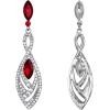 imageBriLove Womens Crystal Gorgeous Twisted Dual Chandelier Teardrop Fashion Pierced Dangle EarringsRuby Color SilverTone