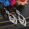 imageBriLove Womens Crystal Gorgeous Twisted Dual Chandelier Teardrop Fashion Pierced Dangle EarringsSilverTone Black w Clear