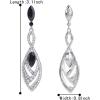imageBriLove Womens Crystal Gorgeous Twisted Dual Chandelier Teardrop Fashion Pierced Dangle EarringsSilverTone Black w Clear