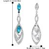 imageBriLove Womens Crystal Gorgeous Twisted Dual Chandelier Teardrop Fashion Pierced Dangle EarringsSilverTone Turquoise Color