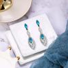 imageBriLove Womens Crystal Gorgeous Twisted Dual Chandelier Teardrop Fashion Pierced Dangle EarringsSilverTone Turquoise Color