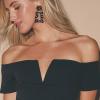 imageBriLove Womens Fashion Crystal Geometric Rhinestone Marquise Teardrop Cluster Dangle Earrings for Wedding Prom Party Black GoldToned