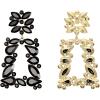 imageBriLove Womens Fashion Crystal Geometric Rhinestone Marquise Teardrop Cluster Dangle Earrings for Wedding Prom Party Black GoldToned