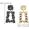 imageBriLove Womens Fashion Crystal Geometric Rhinestone Marquise Teardrop Cluster Dangle Earrings for Wedding Prom Party Black GoldToned