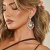 imageBriLove Womens Fashion Trendy Crystal Teardrop Halo Chandelier Dangle EarringsChampagne GoldTone