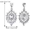 imageBriLove Womens Fashion Trendy Crystal Teardrop Halo Chandelier Dangle EarringsClear SilverTone