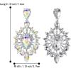 imageBriLove Womens Fashion Trendy Crystal Teardrop Halo Chandelier Dangle EarringsIridescent AB SilverTone