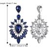 imageBriLove Womens Fashion Trendy Crystal Teardrop Halo Chandelier Dangle EarringsNavy Blue SilverTone