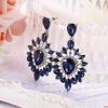 imageBriLove Womens Fashion Trendy Crystal Teardrop Halo Chandelier Dangle EarringsNavy Blue SilverTone