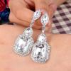 imageBriLove Womens Wedding Bridal Crystal Emerald Cut Infinity Figure 8 Chandelier Dangle Earrings01Clear SilverTone