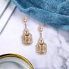 imageBriLove Womens Wedding Bridal Crystal Emerald Cut Infinity Figure 8 Chandelier Dangle Earrings02Champagne w Clear GoldTone