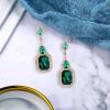 imageBriLove Womens Wedding Bridal Crystal Emerald Cut Infinity Figure 8 Chandelier Dangle Earrings04Emerald Color GoldTone