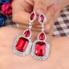 imageBriLove Womens Wedding Bridal Crystal Emerald Cut Infinity Figure 8 Chandelier Dangle Earrings05Ruby Color SilverTone