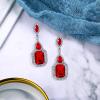 imageBriLove Womens Wedding Bridal Crystal Emerald Cut Infinity Figure 8 Chandelier Dangle Earrings05Ruby Color SilverTone