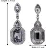 imageBriLove Womens Wedding Bridal Crystal Emerald Cut Infinity Figure 8 Chandelier Dangle Earrings06Grey BlackTone