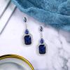 imageBriLove Womens Wedding Bridal Crystal Emerald Cut Infinity Figure 8 Chandelier Dangle Earrings07Navy Blue SilverTone