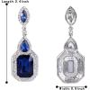 imageBriLove Womens Wedding Bridal Crystal Emerald Cut Infinity Figure 8 Chandelier Dangle Earrings07Navy Blue SilverTone