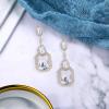 imageBriLove Womens Wedding Bridal Crystal Emerald Cut Infinity Figure 8 Chandelier Dangle Earrings08Clear GoldTone