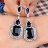 imageBriLove Womens Wedding Bridal Crystal Emerald Cut Infinity Figure 8 Chandelier Dangle Earrings09BlackClear BlackTone