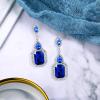 imageBriLove Womens Wedding Bridal Crystal Emerald Cut Infinity Figure 8 Chandelier Dangle Earrings10Royal Blue Silvertone