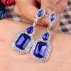 imageBriLove Womens Wedding Bridal Crystal Emerald Cut Infinity Figure 8 Chandelier Dangle Earrings10Royal Blue Silvertone