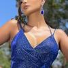 imageBriLove Womens Wedding Bridal Crystal Emerald Cut Infinity Figure 8 Chandelier Dangle Earrings10Royal Blue Silvertone