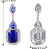 imageBriLove Womens Wedding Bridal Crystal Emerald Cut Infinity Figure 8 Chandelier Dangle Earrings10Royal Blue Silvertone