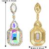 imageBriLove Womens Wedding Bridal Crystal Emerald Cut Infinity Figure 8 Chandelier Dangle Earrings11Iridescent AB GoldTone