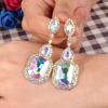 imageBriLove Womens Wedding Bridal Crystal Emerald Cut Infinity Figure 8 Chandelier Dangle Earrings11Iridescent AB GoldTone