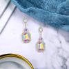 imageBriLove Womens Wedding Bridal Crystal Emerald Cut Infinity Figure 8 Chandelier Dangle Earrings12Iridescent AB w Clear GoldTone