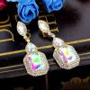 imageBriLove Womens Wedding Bridal Crystal Emerald Cut Infinity Figure 8 Chandelier Dangle Earrings12Iridescent AB w Clear GoldTone