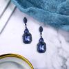 imageBriLove Womens Wedding Bridal Crystal Emerald Cut Infinity Figure 8 Chandelier Dangle Earrings13Navy Blue BlackTone