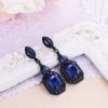 imageBriLove Womens Wedding Bridal Crystal Emerald Cut Infinity Figure 8 Chandelier Dangle Earrings13Navy Blue BlackTone
