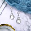 imageBriLove Womens Wedding Bridal Crystal Emerald Cut Infinity Figure 8 Chandelier Dangle Earrings14Clear BlackTone