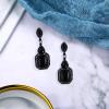 imageBriLove Womens Wedding Bridal Crystal Emerald Cut Infinity Figure 8 Chandelier Dangle Earrings15Black BlackTone