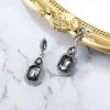 imageBriLove Womens Wedding Bridal Crystal Emerald Cut Infinity Figure 8 Chandelier Dangle EarringsGrey SilverTone
