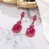 imageBriLove Womens Wedding Bridal Crystal Emerald Cut Infinity Figure 8 Chandelier Dangle EarringsHot Pink GoldTone