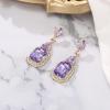 imageBriLove Womens Wedding Bridal Crystal Emerald Cut Infinity Figure 8 Chandelier Dangle EarringsLight Purple GoldTone