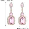 imageBriLove Womens Wedding Bridal Crystal Emerald Cut Infinity Figure 8 Chandelier Dangle EarringsPink GoldTone