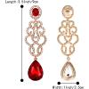 imageBriLove Womens Wedding Bridal Crystal Floral Filigree Teardrop Chandelier Dangle EarringsRuby Color GoldTone