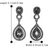 imageBriLove Womens Wedding Bridal Crystal Teardrop Infinity Chandelier Dangle EarringsGrey BlackTone