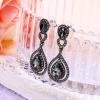 imageBriLove Womens Wedding Bridal Crystal Teardrop Infinity Chandelier Dangle EarringsGrey BlackTone
