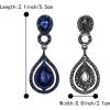 imageBriLove Womens Wedding Bridal Crystal Teardrop Infinity Chandelier Dangle EarringsNavy Blue BlackTone