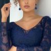 imageBriLove Womens Wedding Bridal Crystal Teardrop Infinity Chandelier Dangle EarringsNavy Blue BlackTone