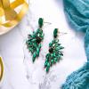 imageBriLove Womens Wedding Bridal Crystal Teardrop Multi Marquise Cluster Bling Dangle Earrings01Emerald Color GoldTone