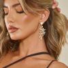 imageBriLove Womens Wedding Bridal Crystal Teardrop Multi Marquise Cluster Bling Dangle Earrings03Champagne GoldTone