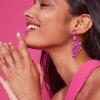 imageBriLove Womens Wedding Bridal Crystal Teardrop Multi Marquise Cluster Bling Dangle Earrings05Hot Pink GoldToned